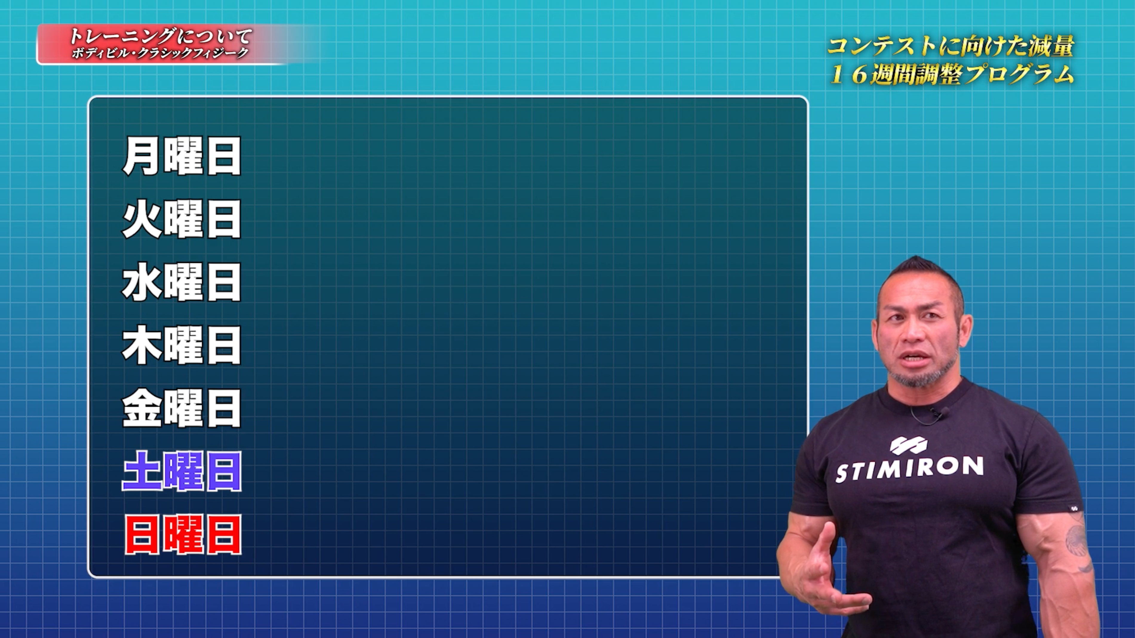 【動画講座】コンテストに向けた16週間減量プログラム